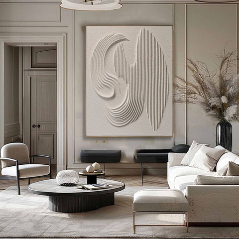 3D Textured Wall Art with Organic Waves in Minimalist Neutral Tones #BBM 022 - Ins artcanvas