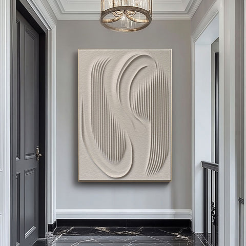 3D Textured Wall Art with Organic Waves in Minimalist Neutral Tones #BBM 023 - Ins artcanvas