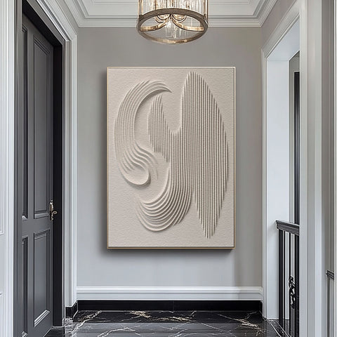 3D Textured Wall Art with Organic Waves in Minimalist Neutral Tones #BBM 022 - Ins artcanvas