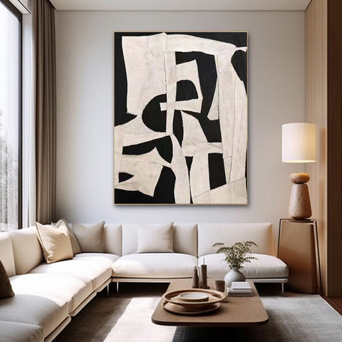 Black & White Abstract Painting #CXA 027