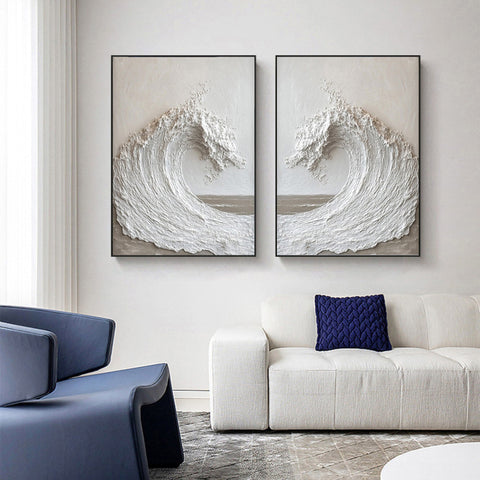 Abstract Ocean Wall Art - Textured Large Wall Art SET OF 2 #OS 082 - Ins artcanvas