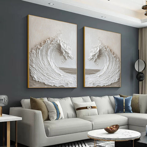 Abstract Ocean Wall Art - Textured Large Wall Art SET OF 2 #OS 082 - Ins artcanvas