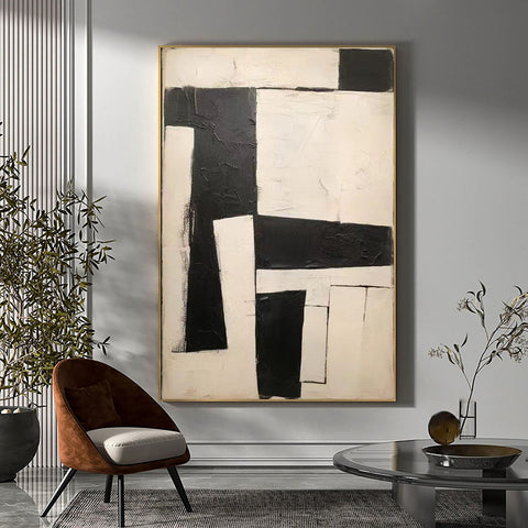 Black & White Abstract Painting #LL 007