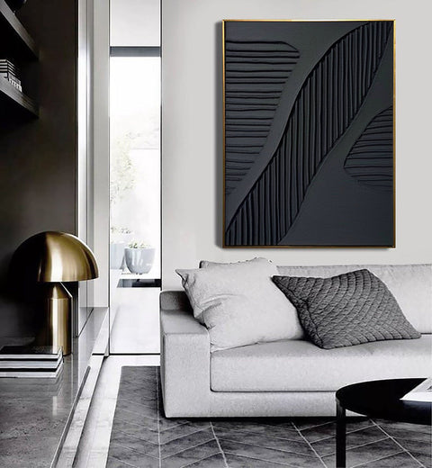 Black & White Abstract Painting #CXA 009 - Ins artcanvas