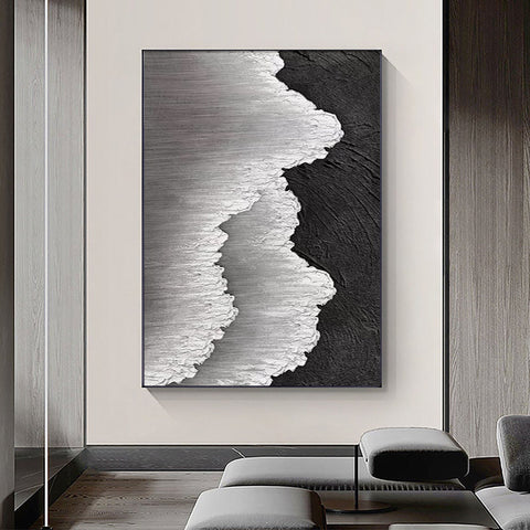 Black & White Abstract Painting #CXA 004 - Ins artcanvas