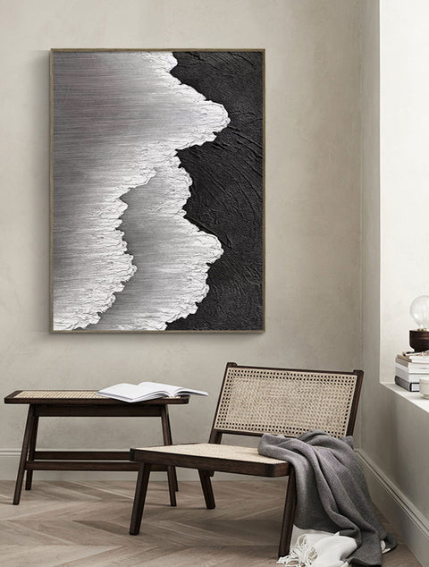 Black & White Abstract Painting #CXA 004 - Ins artcanvas