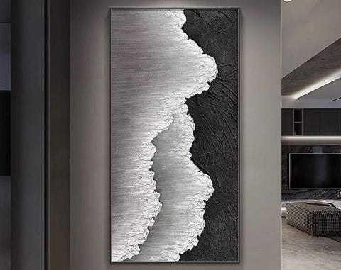 Black & White Abstract Painting #CXA 004 - Ins artcanvas