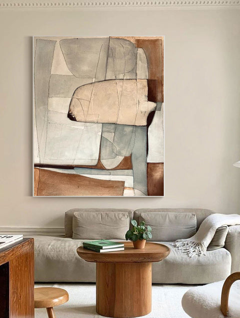 Beige & Brown Abstract Painting #CXA 004 - Ins artcanvas