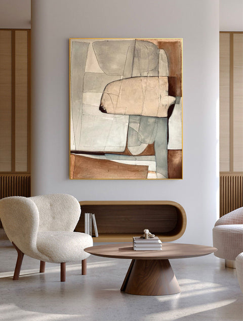 Beige & Brown Abstract Painting #CXA 004 - Ins artcanvas