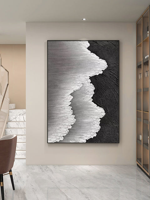 Black & White Abstract Painting #CXA 004 - Ins artcanvas