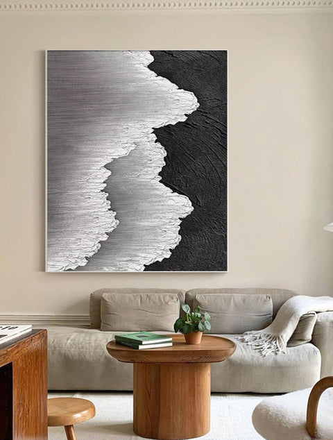 Black & White Abstract Painting #CXA 004 - Ins artcanvas