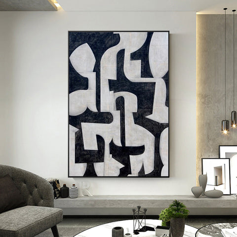 Black & White Abstract Painting #CXA 010 - Ins artcanvas