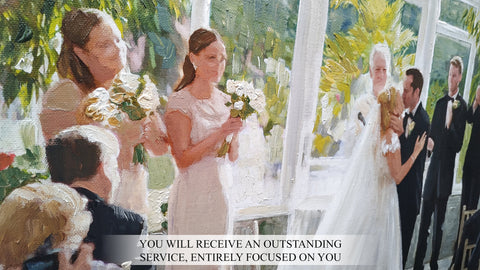 Custom Wedding Scene Oil Paintings: Personalized Group Portraits